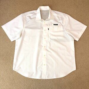 Eddie Bauer White Sport Tech Woven Button Up Shirt Size XL